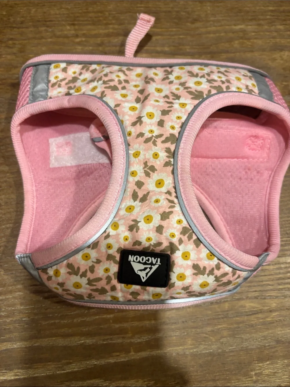 Pink Floral Padded Dog Harness Vest with Yellow Daisy Print
